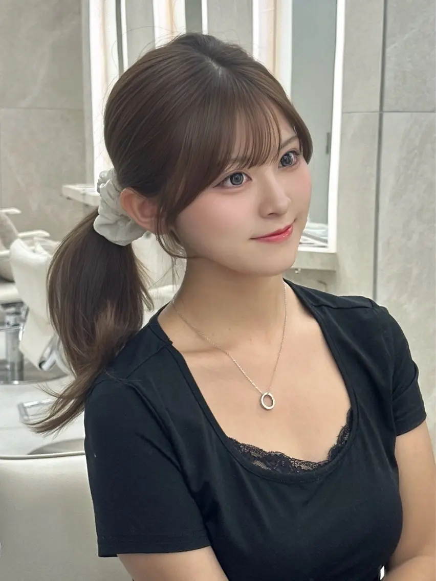 セミロング カラー ヘアカラー 🍑韓国風レイヤー 🍑莉子のヘアスタイル