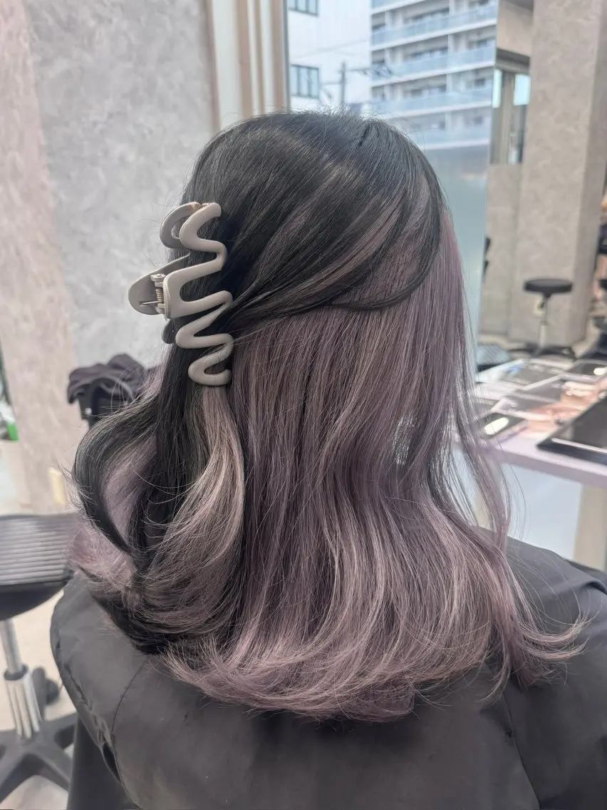 セミロング カラー グレージュ ラベンダーカラー ラベンダーグレージュ ラベンダーグレー 韓国風カラー🤎 𝒄𝒉𝒊𝒌𝒂のヘアスタイル