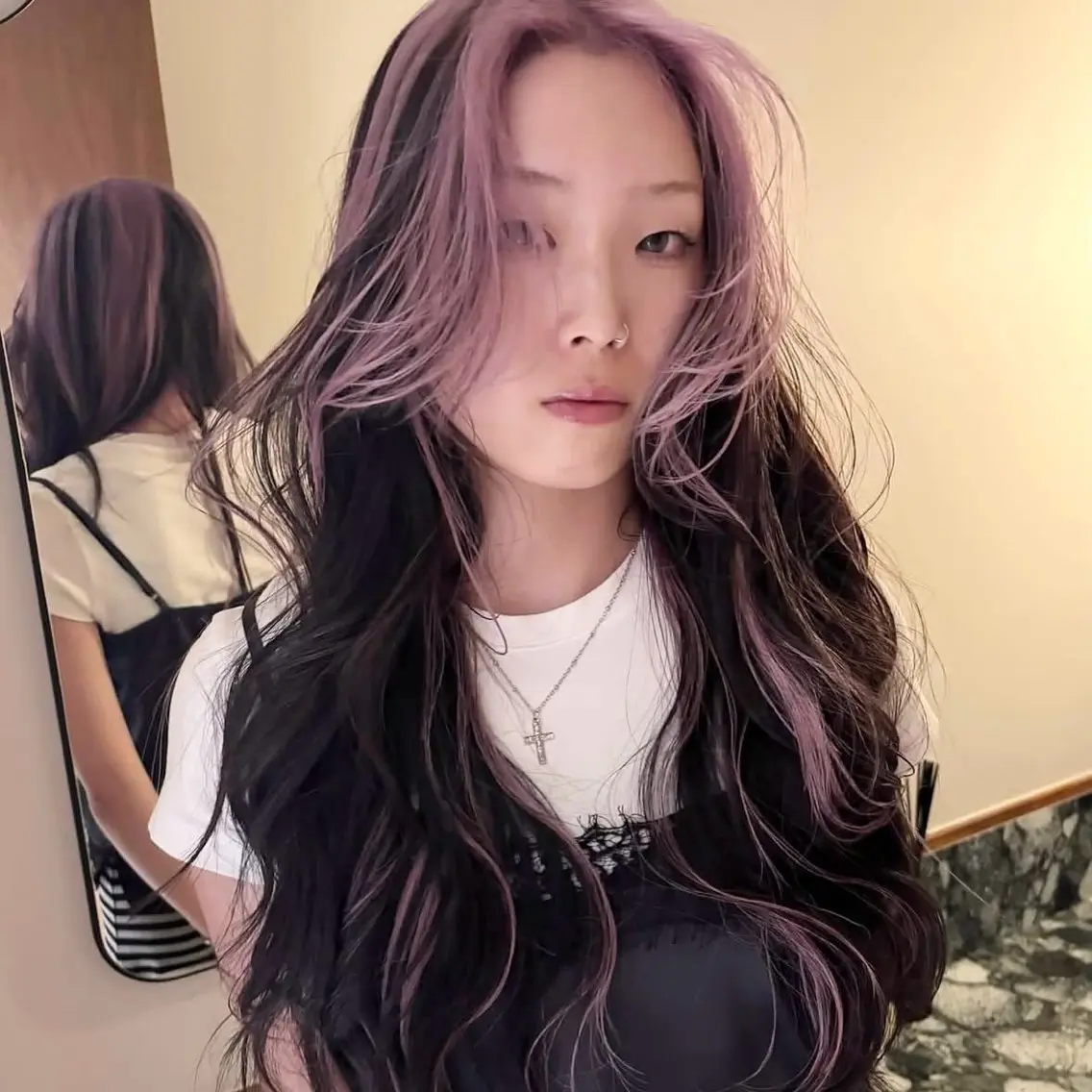 ロング ヘアカラー yuna🎀 ピンク・ラベンダーのヘアスタイル