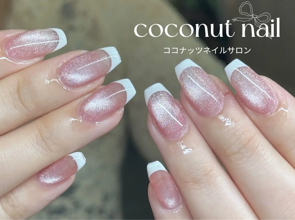 ネイル べっ甲ネイル フレンチネイル キラキラネイル マグネットネイル 大理石ネイル(マーブル) ハンドネイル 神田 ココナッツのネイルデザイン