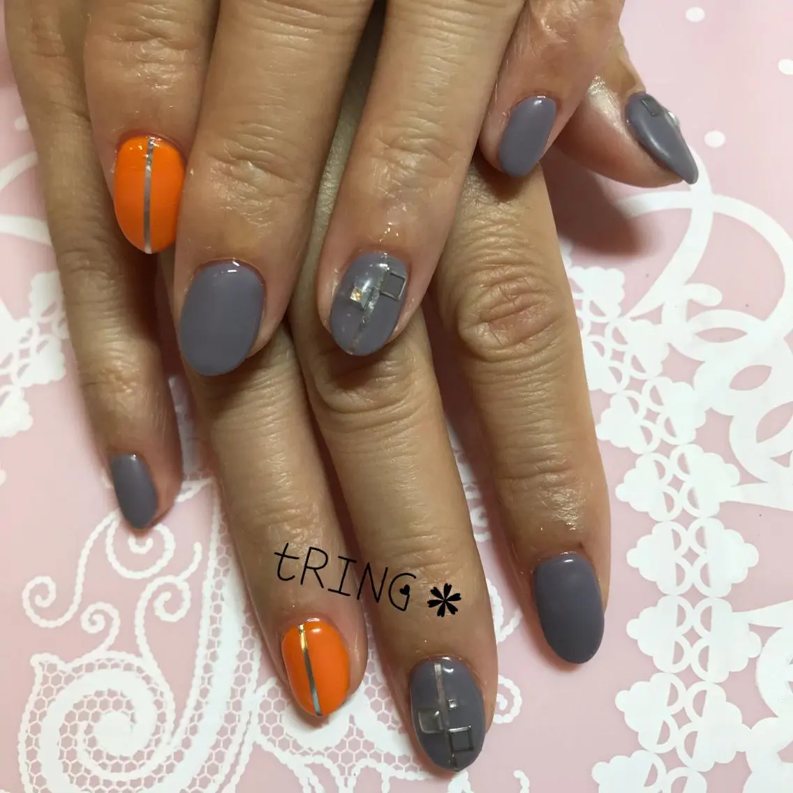 ネイル マットネイル ハンドネイル tRING* しいの木台のネイルデザイン