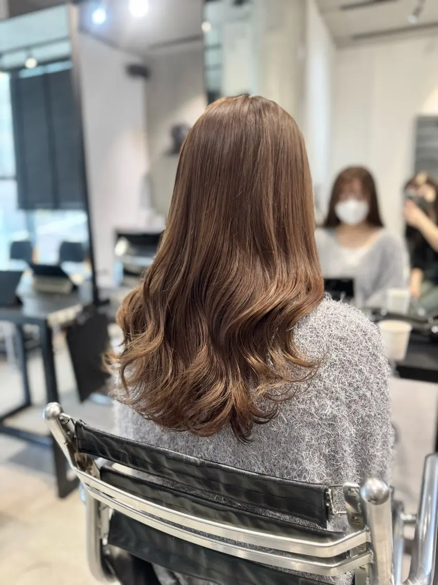 セミロング カラー パーマ ヘアアレンジ 透明感/オリーブ/ グレージュ/YUKAのヘアスタイル
