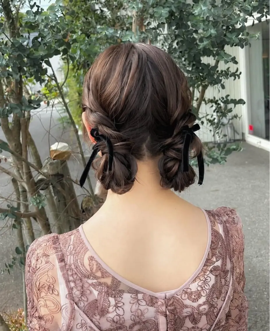 セミロング ヘアアレンジ ヘアセット 高橋 乙葉のヘアスタイル