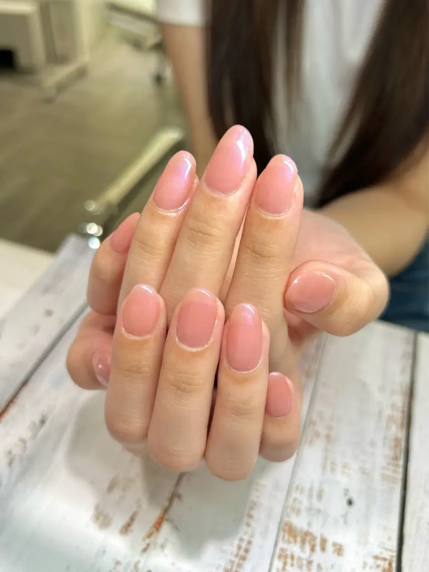 ネイル ジェルネイル ラメ(グリッター) ピンク フットネイル 半田 色葉のネイルデザイン