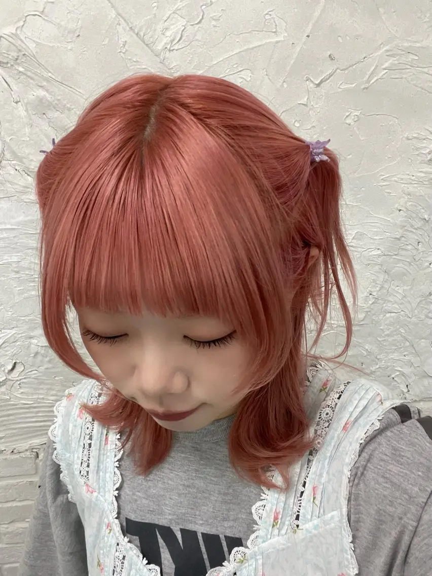 ミディアム カラー ダブルカラー ピンクカラー 似合わせカット ヘアカラー girly/ヘア メイクMitsukiのヘアスタイル