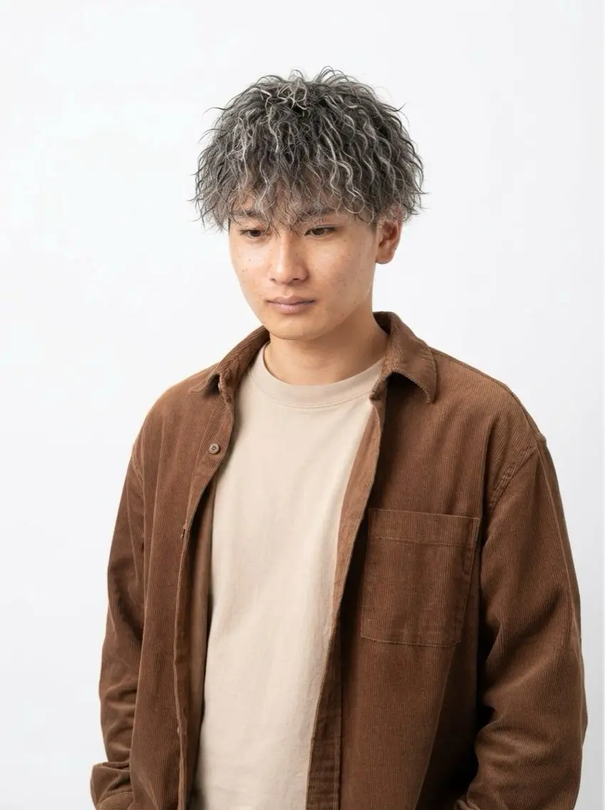 カラー パーマ メンズ メンズハイライト メンズパーマ ハイライトカラー カット ヘアカラー パーマ 心斎橋メンズサロン リベルテグリットのヘアスタイル