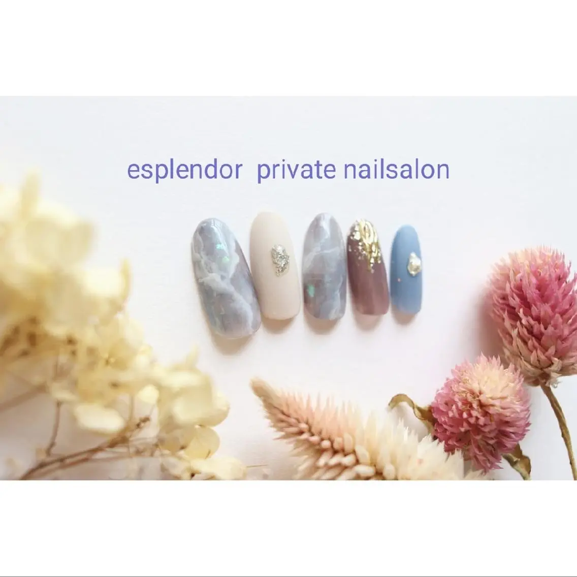ネイル ブルー ニュアンスネイル esplendor  小野寺のネイルデザイン