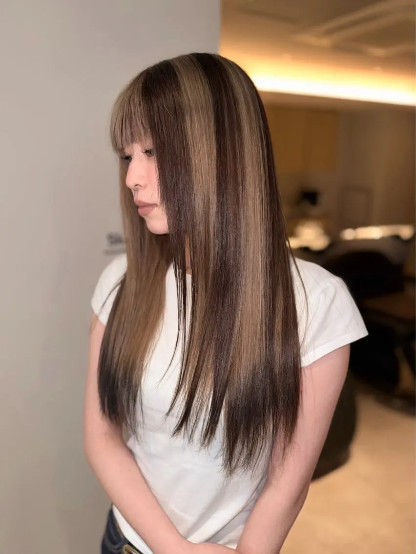ミディアム カラー ヘアカラー 岡山ハイトーン・ ルーツカラー/こもものヘアスタイル