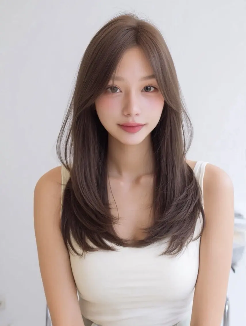 ロング 韓国風ヘア レイヤーカット 小顔カット カット ヘアカラー トリートメント Link mili ゆうすけのヘアスタイル