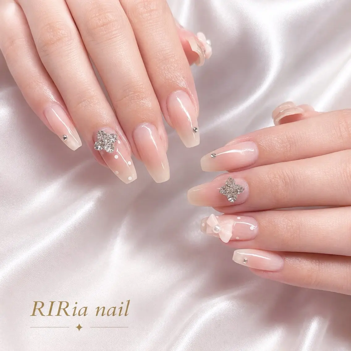 ネイル チークネイル ピンク リボン ワンホンネイル ハンドネイル 🎀RIRia nail🎀のネイルデザイン