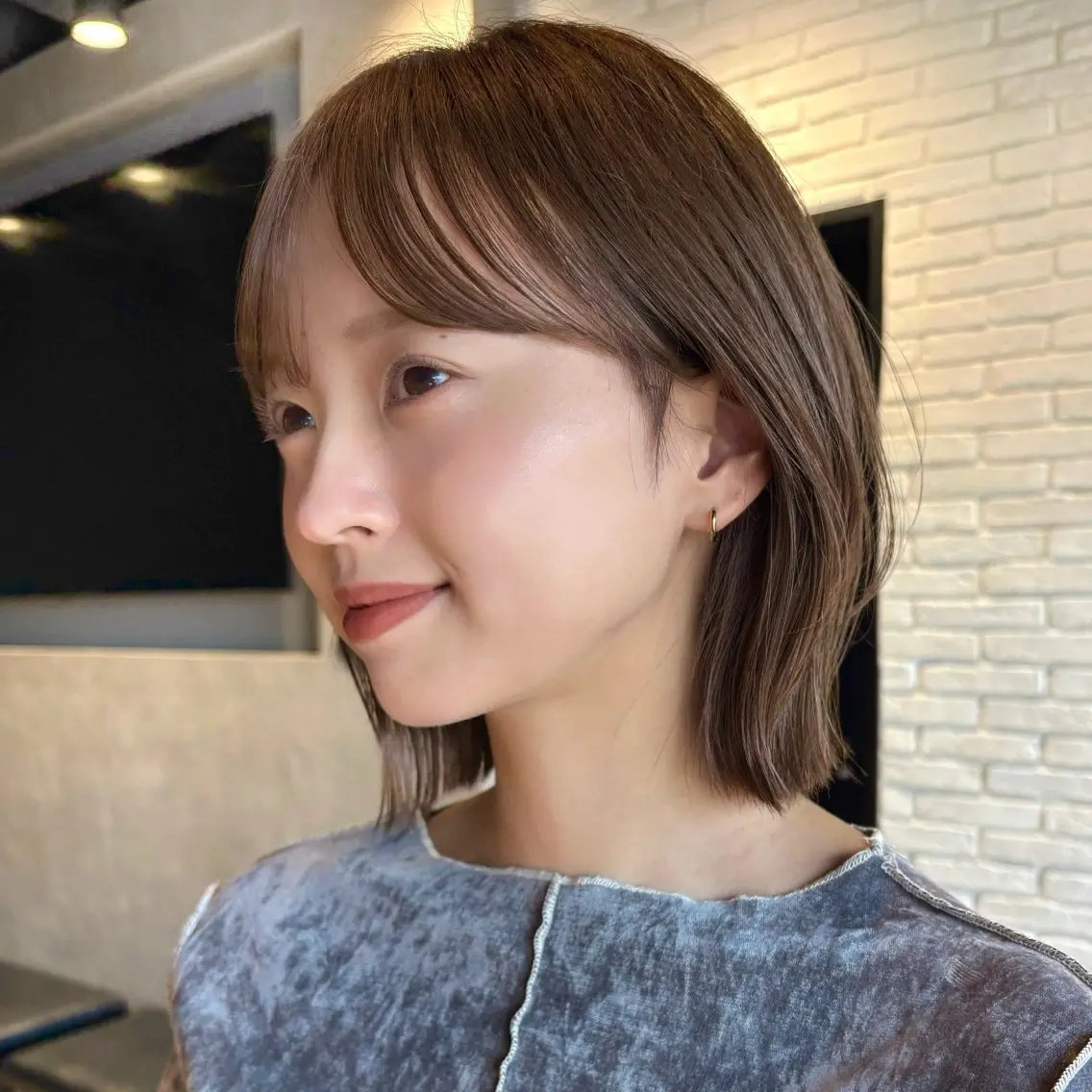 ショート カラー アッシュ アッシュブラウン ブラウンカラー ボブ くびれヘア カット ヘアカラー トリートメント 顔まわり🥨レイヤー /透明感/水口舞奈のヘアスタイル