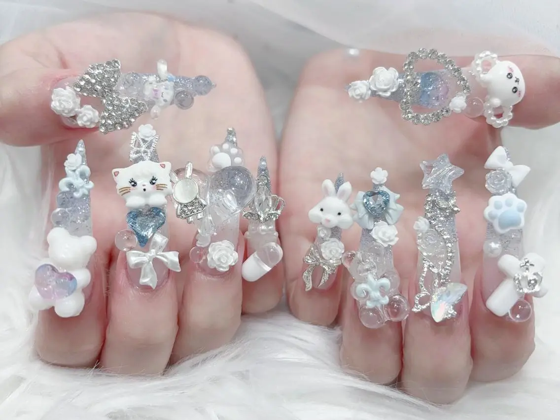 ネイル 長さ出し キラキラネイル 韓国ネイル ロングネイル マグネットネイル ハンドネイル フットネイル ハンドケア KTNail 🎀 長さ出し専門店のネイルデザイン