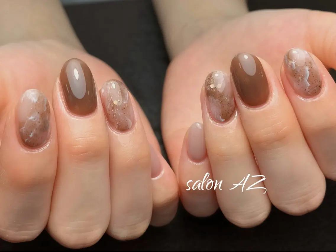 ネイル 持ち込み オフィスネイル スカルプネイル ハンドネイル salon AZ NANAのネイルデザイン