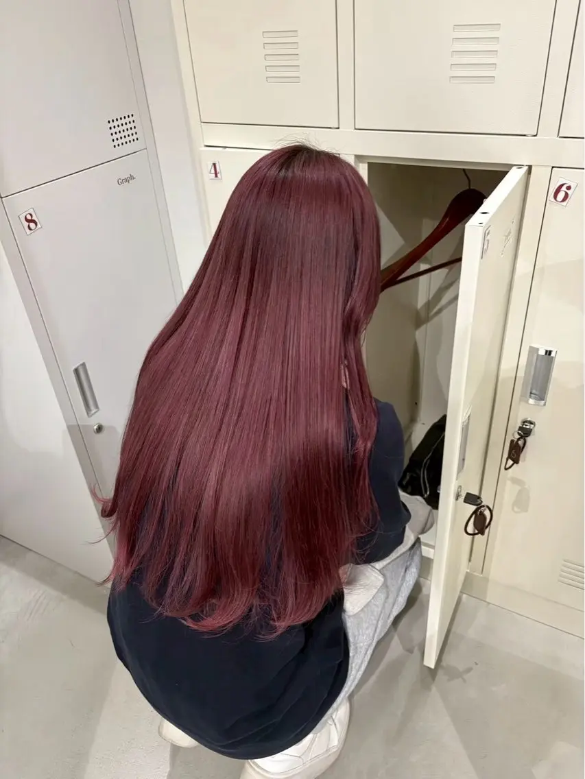 ロング カラー ブリーチ レッドカラー ヘアカラー 【立川徒歩3分‼️】 モデル募集✨YUTAのヘアスタイル