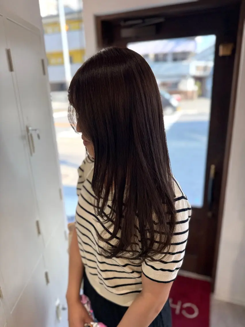 ロング 顔周りカット レイヤーカット カット ヘアカラー オリーブ🫒レイヤー /平尾/りの‎🤍のヘアスタイル