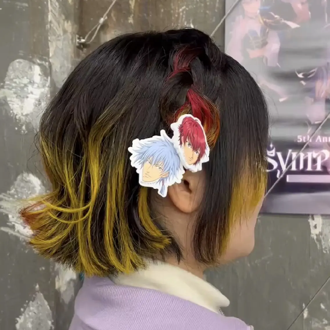ヘアアレンジ カラー ミディアム ヘアセット 推しカラー🦉にじさ んじカラー🌈🕒✨のヘアスタイル