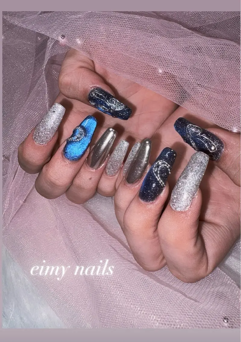 ネイル アートネイル フラッシュネイル フラッシュマグ ラメ(グリッター) マグネットネイル ハンドネイル eimy nails♡のネイルデザイン