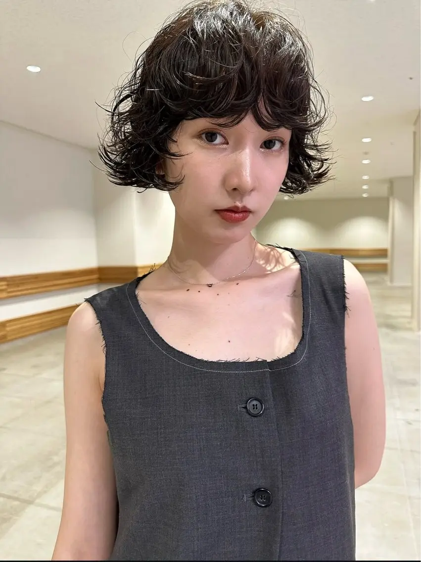 ミディアム パーマ ミディアムパーマ ボブ 岡崎パーマ noiのヘアスタイル