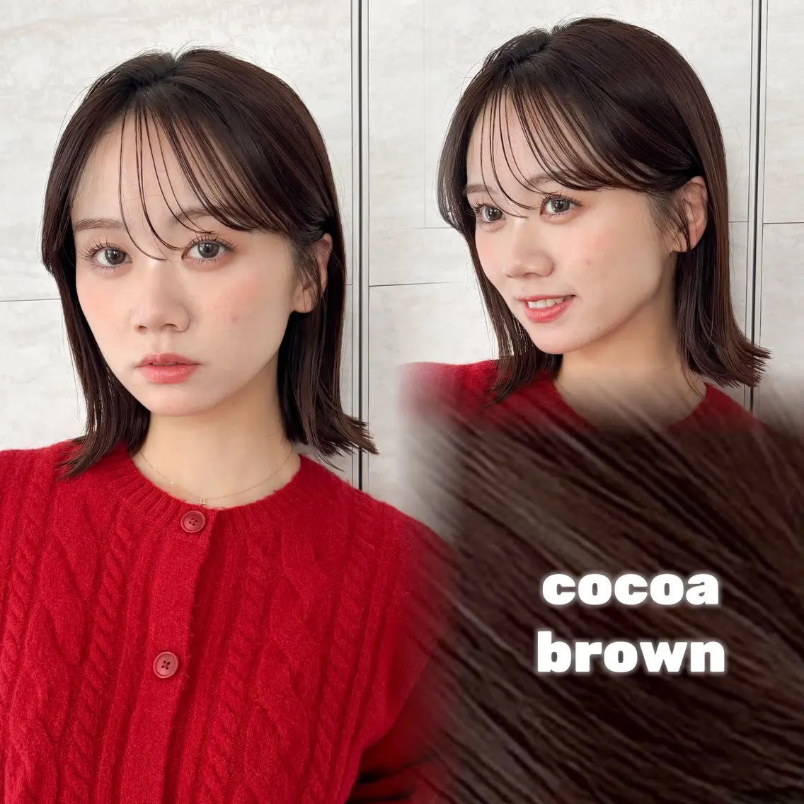 ミディアム カット ヘアカラー トリートメント 💖ボブ/縮毛矯正 顔周りレイヤー/ユイのヘアスタイル