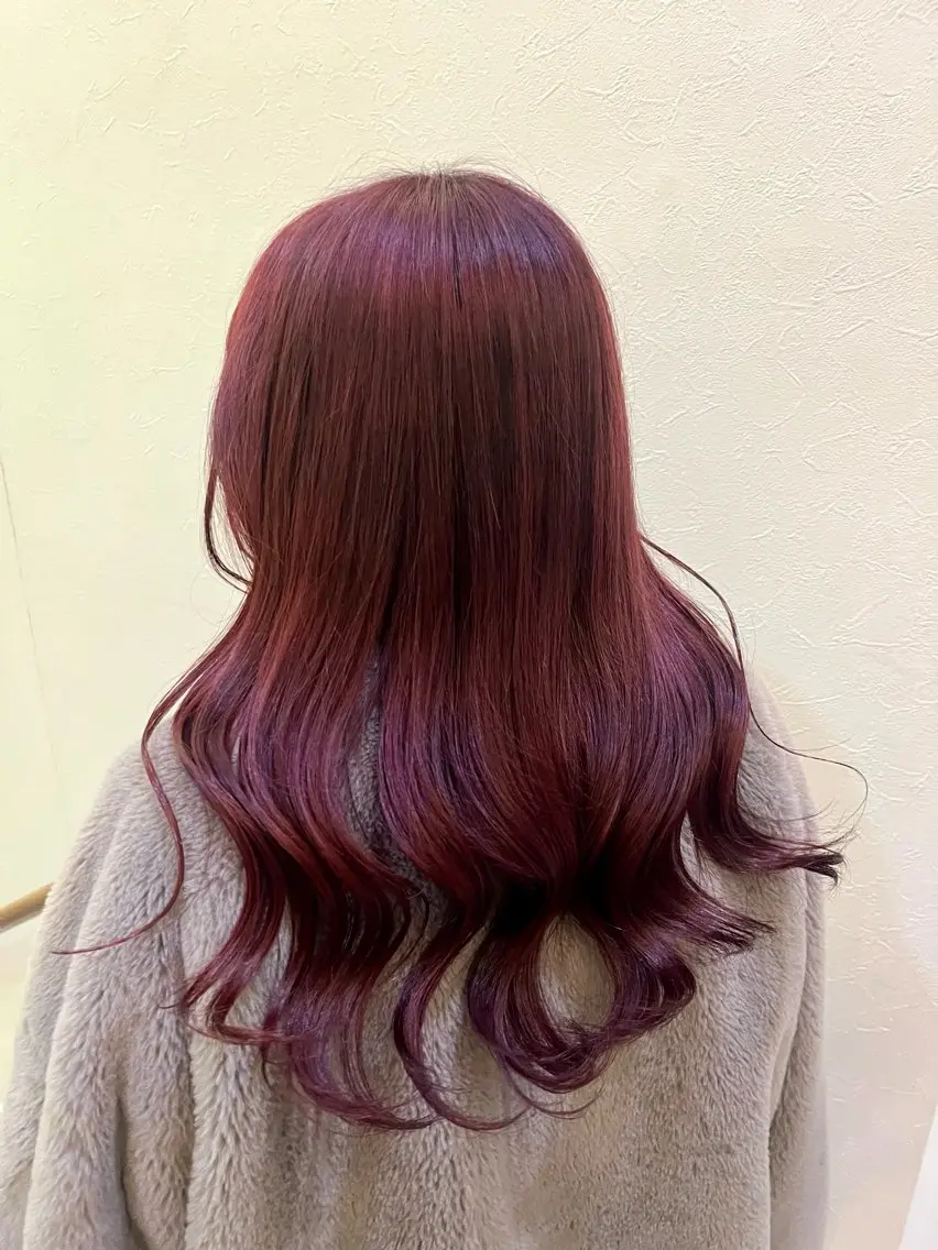 ロング カラー ブリーチ レッドカラー ヘアカラー ハイトーンカラー🎀 はなえのヘアスタイル