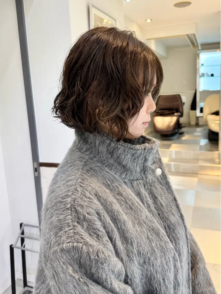 ショート カラー パーマ ボブ カット ヘアカラー パーマ トリートメント デジタルパーマ 🌀ボブ　萩原　龍のヘアスタイル