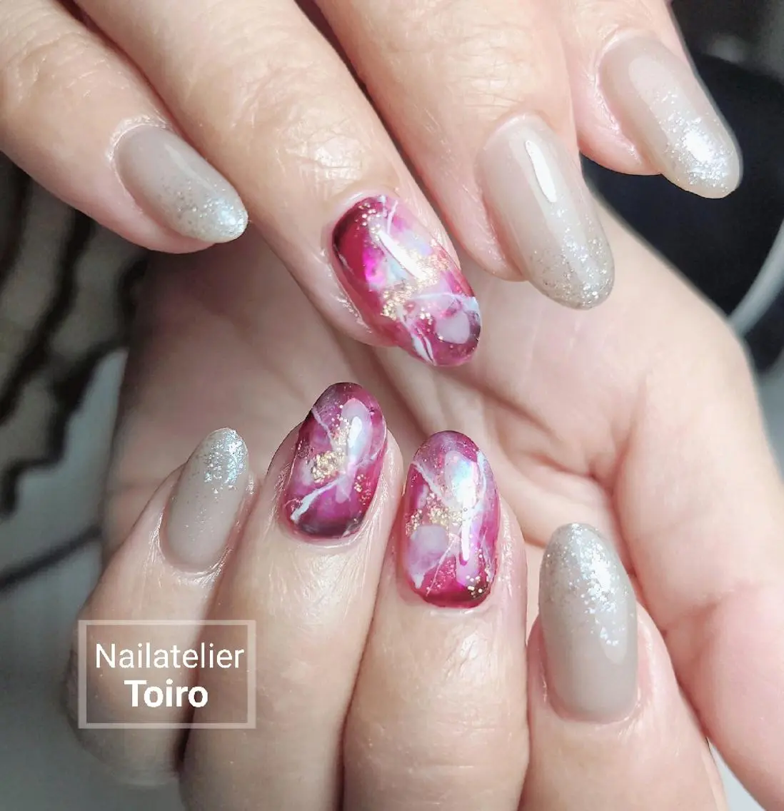 セミロング ネイル ボルドー ☺︎山部 志麻☺︎のネイルデザイン