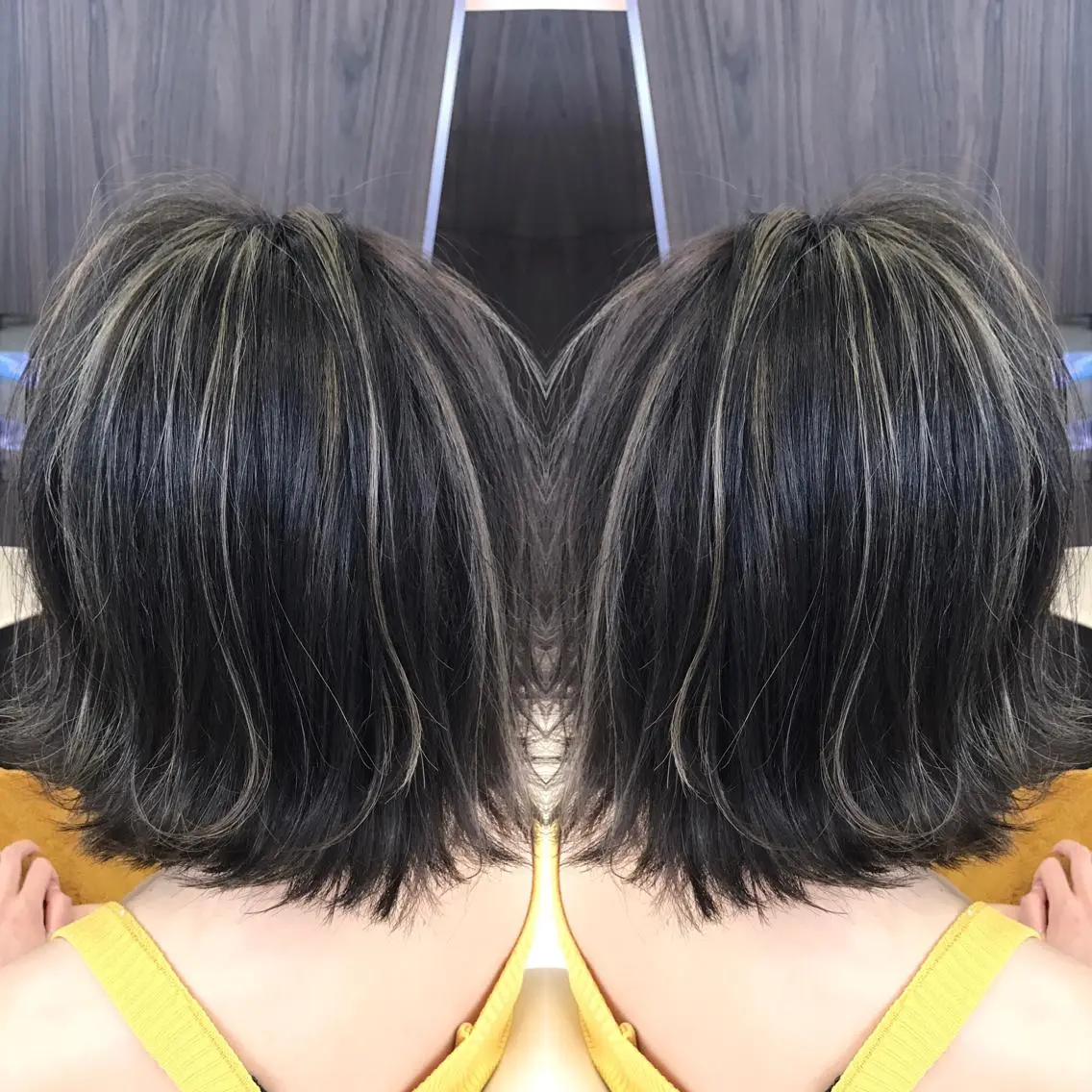 ショート カラー 透明感カラー ダークグレー ダークグレージュ グレージュ ハイライトカラー Oopsレイヤー 加藤澄都のヘアスタイル