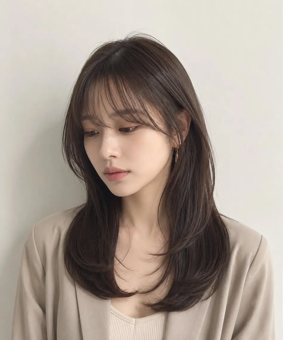 ロング カラー 顔周りカット レイヤーカット カット ヘアカラー トリートメント モテ🤍トレンドヘア /新宿/ワカナのヘアスタイル
