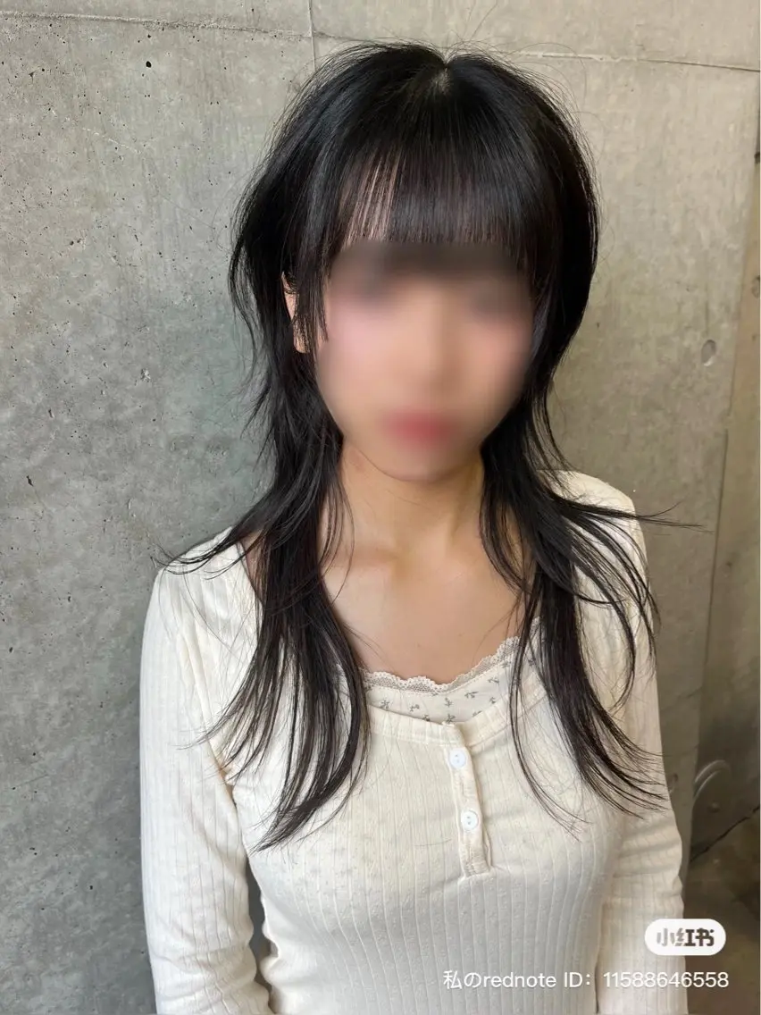 ロング ハッシュカット 韓国風ヘア 韓国タッセルカット レイヤーカットのヘアスタイル