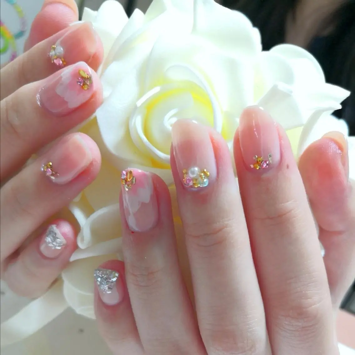 ネイル フラワーネイル ピンク ハンドネイル Nailsalon WAO!!!のネイルデザイン