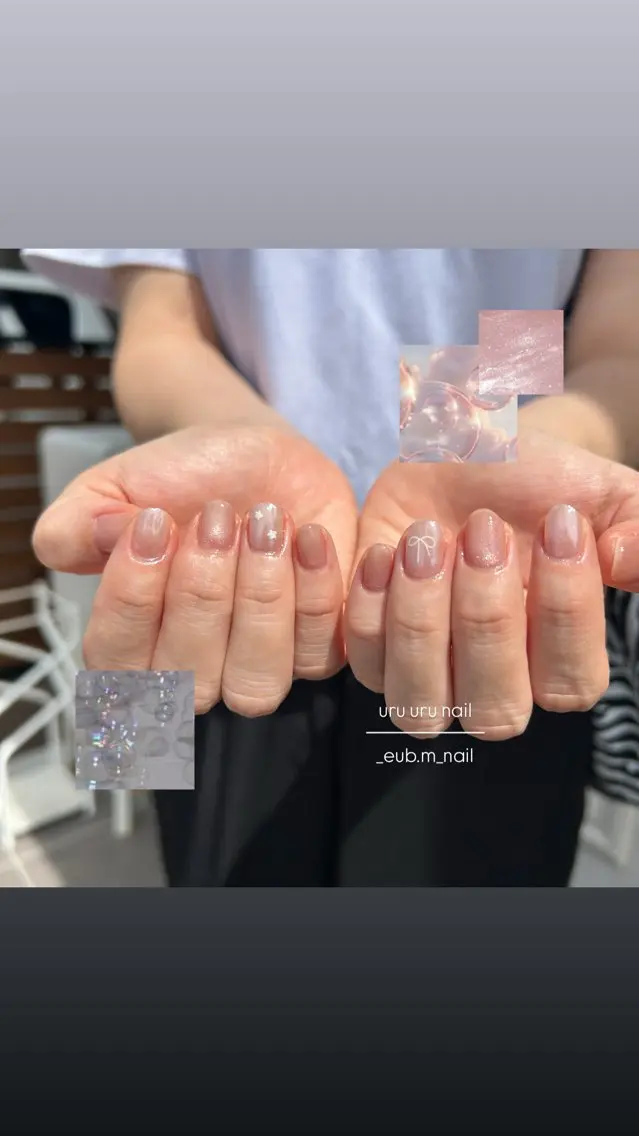 ネイル 氷ネイル・うるうるネイル キラキラネイル ハンドネイル 深夜ネイルサロン eub.m_nailのネイルデザイン
