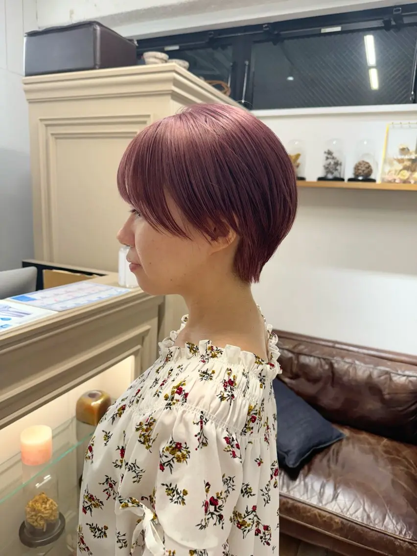 ショート カラー ベージュカラー ピンクカラー ピンクベージュ ヘアカラー Lomalia 🤍🫧/makoのヘアスタイル