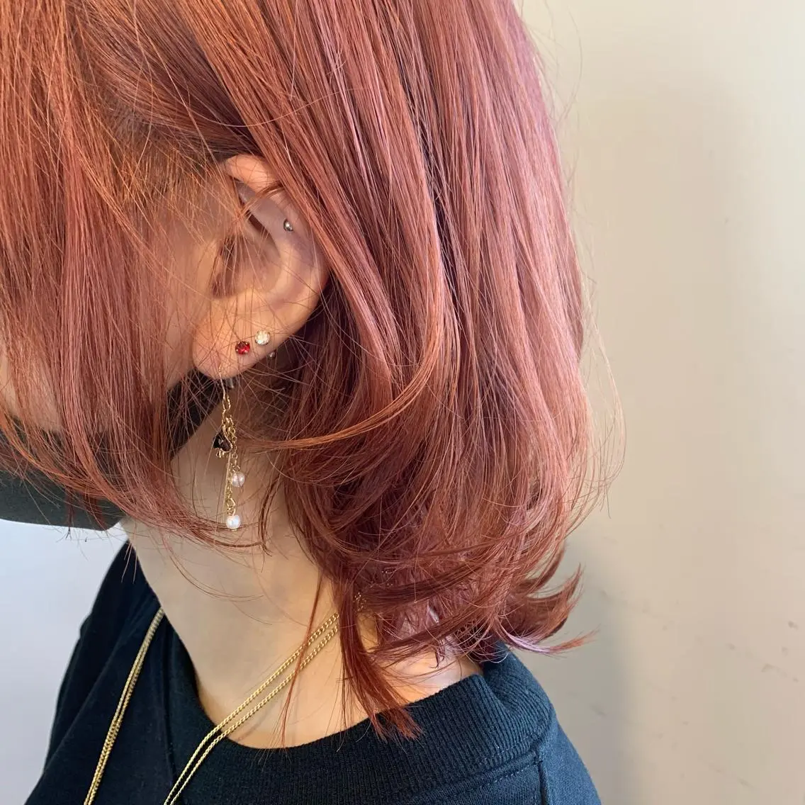 ミディアム カラー ヘアアレンジ オレンジ 🌿‬ ܸAir 透明感🌱西村知佳のヘアスタイル