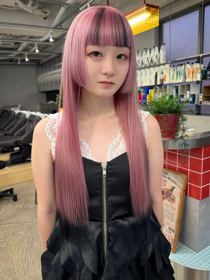 ロング カラー カット ヘアカラー トリートメント 💖ブリーチと縮毛矯 正の二刀流💖ヨシキのヘアスタイル