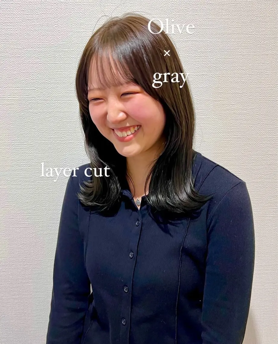 ミディアム くびれヘア レイヤーカット 加納千華 /ボブ/ぱつっとボブのヘアスタイル
