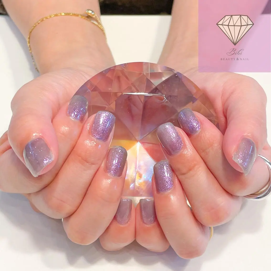 ネイル ラメ(グリッター) ワンカラーネイル パープル ハンドネイル ネイルサロン💎 Bibiのネイルデザイン
