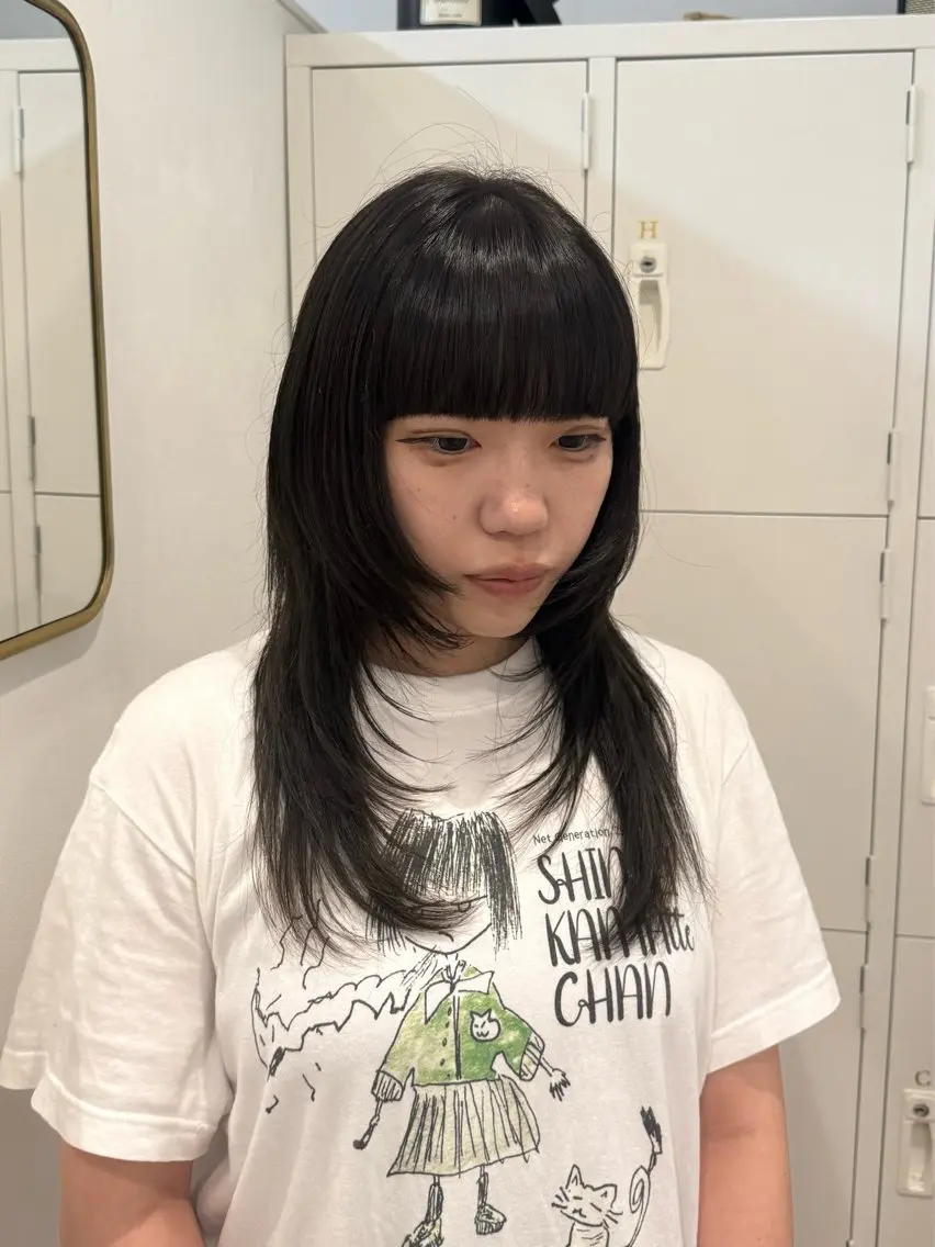 ロング カラー ハッシュカット カット ヘアカラー トリートメント yutaka/レイヤ ーカット/髪質改善のヘアスタイル