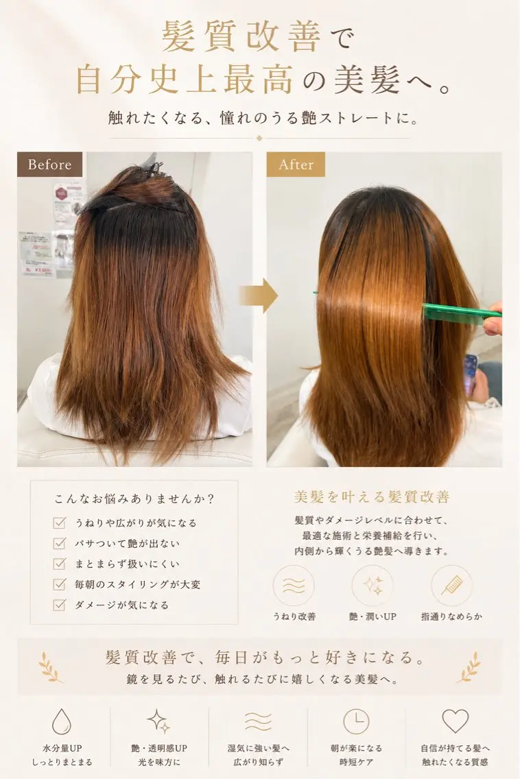 ミディアム カット 縮毛矯正 トリートメント SHO担当髪質改善 東加古川アーティブのヘアスタイル