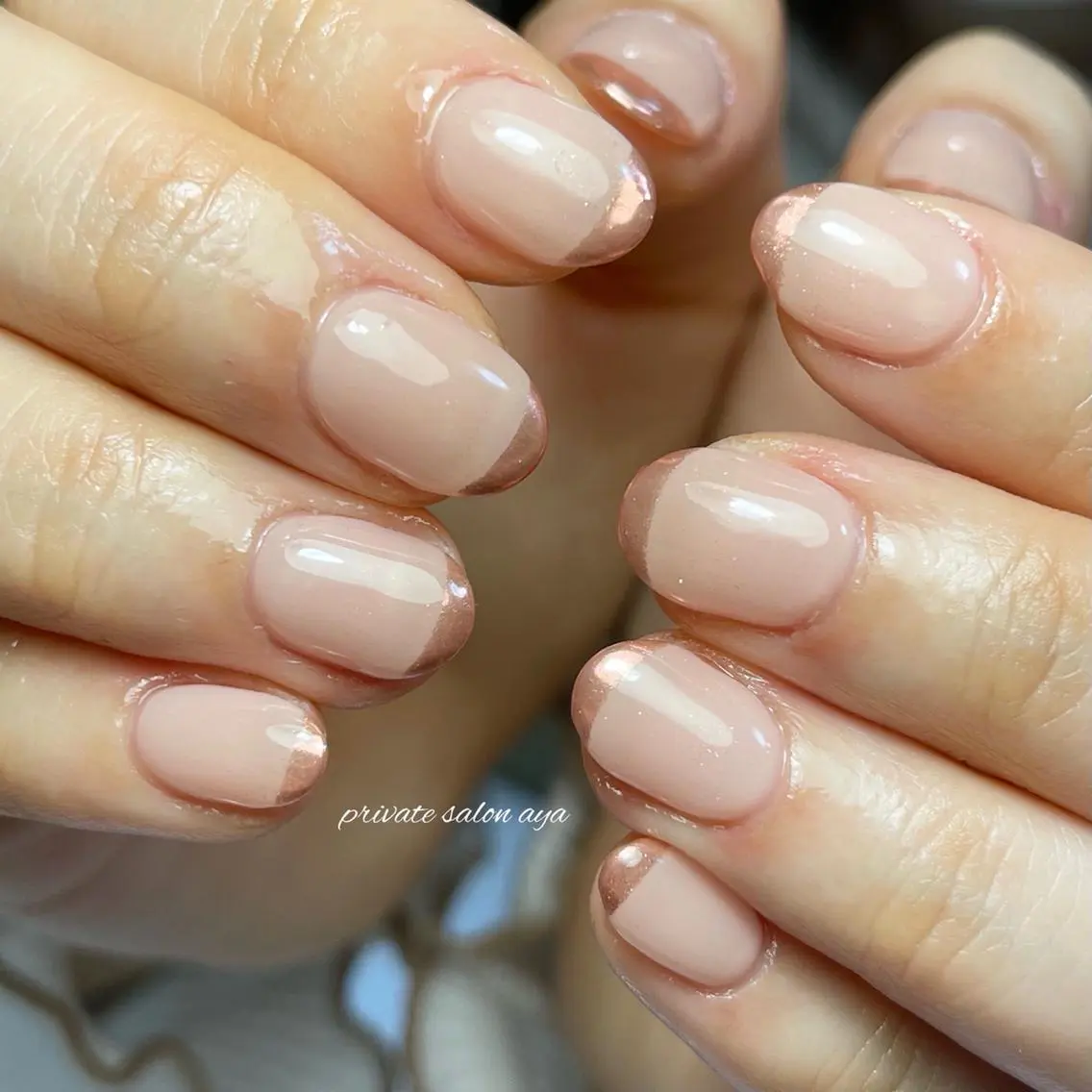 ミディアム ネイル フレンチネイル ミラーネイル richeri beautyのその他イメージ