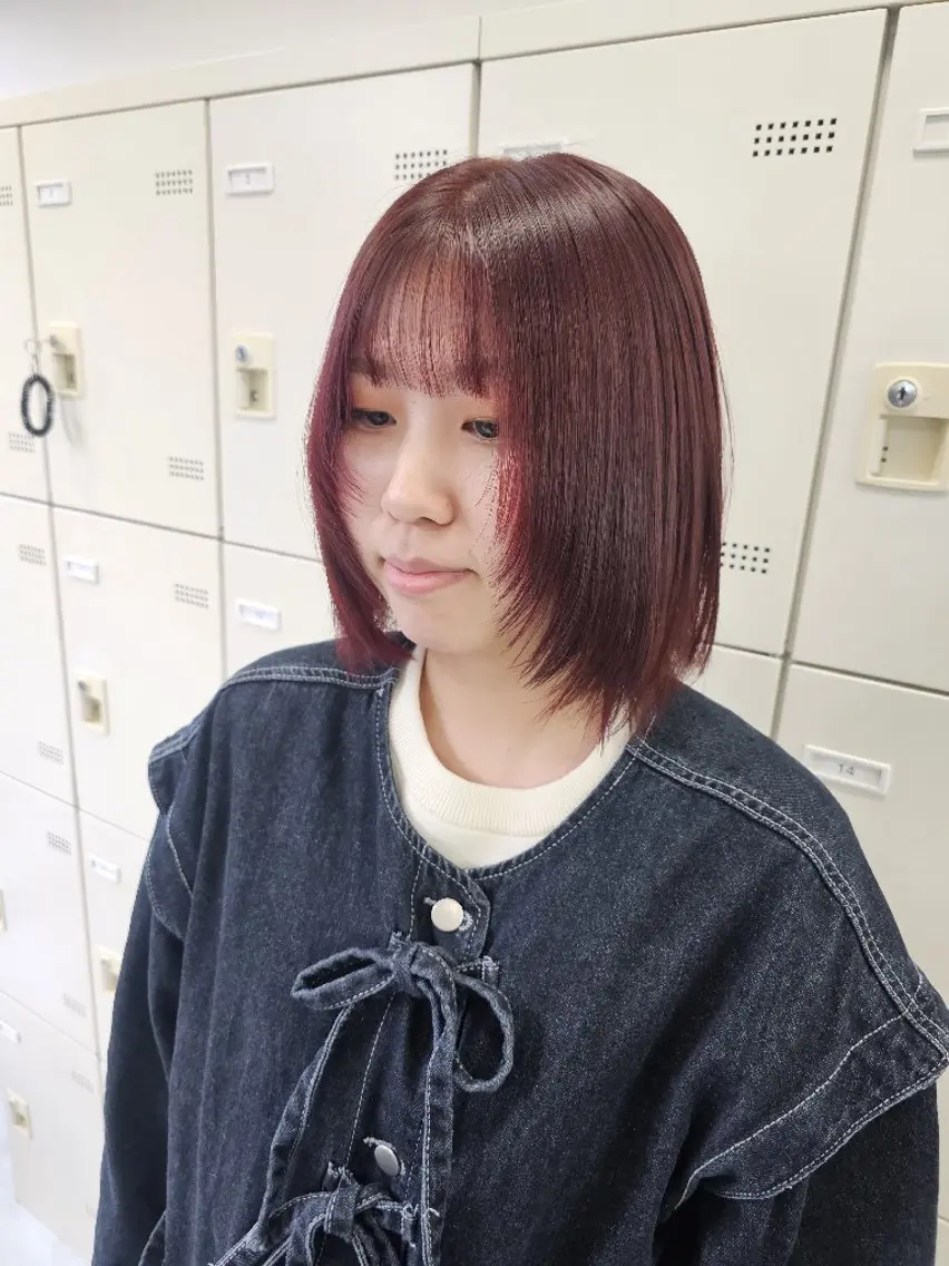 ショート カラー ブリーチ ダブルカラー ブリーチなしカラー ボブ レイヤーカット ヘアカラー 🍒renka🍒 ボブ/ショート/暖色のヘアスタイル