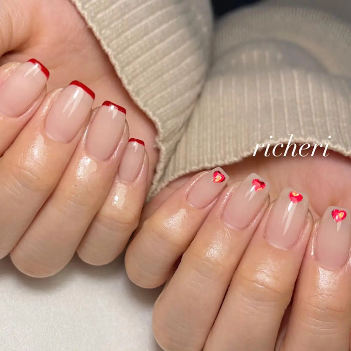 ミディアム ネイル ハンドネイル richeri beautyのネイルデザイン