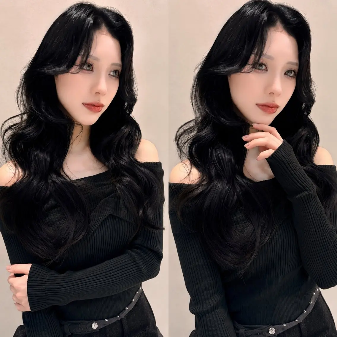 ロング カット ヘアカラー トリートメント 韓国レイヤー 田中 励也のヘアスタイル