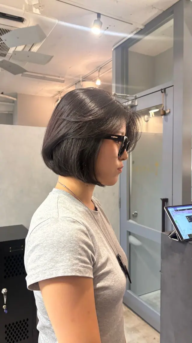 ショート ボブ 韓国風ヘア カット 夜久 来実のヘアスタイル