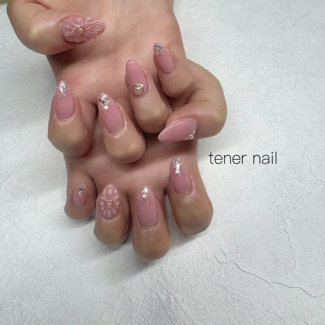 ネイル フラワーネイル ぷっくりネイル ハンドネイル テネルネイル tener nailのネイルデザイン