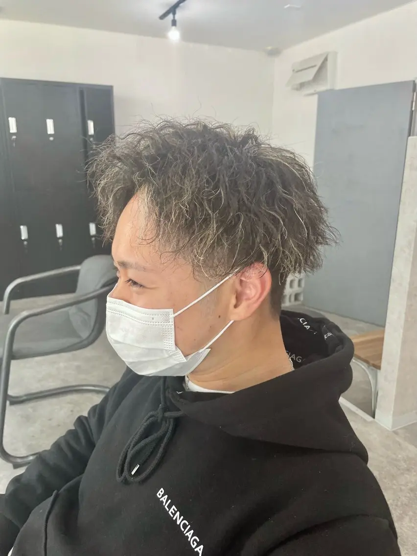 ショート パーマ メンズ エビスザキレン／メン ズ／心斎橋🌳のヘアスタイル