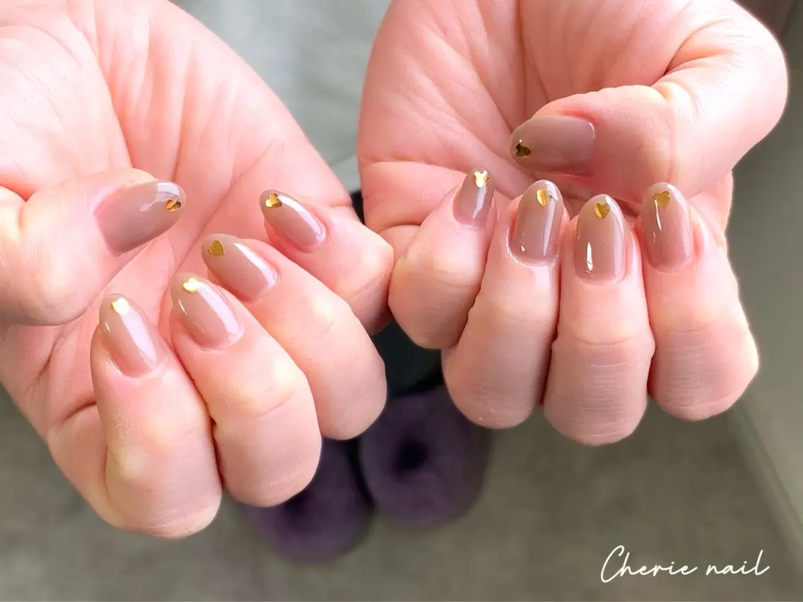ネイル アートネイル ジェルネイル ハート オフィスネイル シンプルネイル Cherienail yunaのネイルデザイン