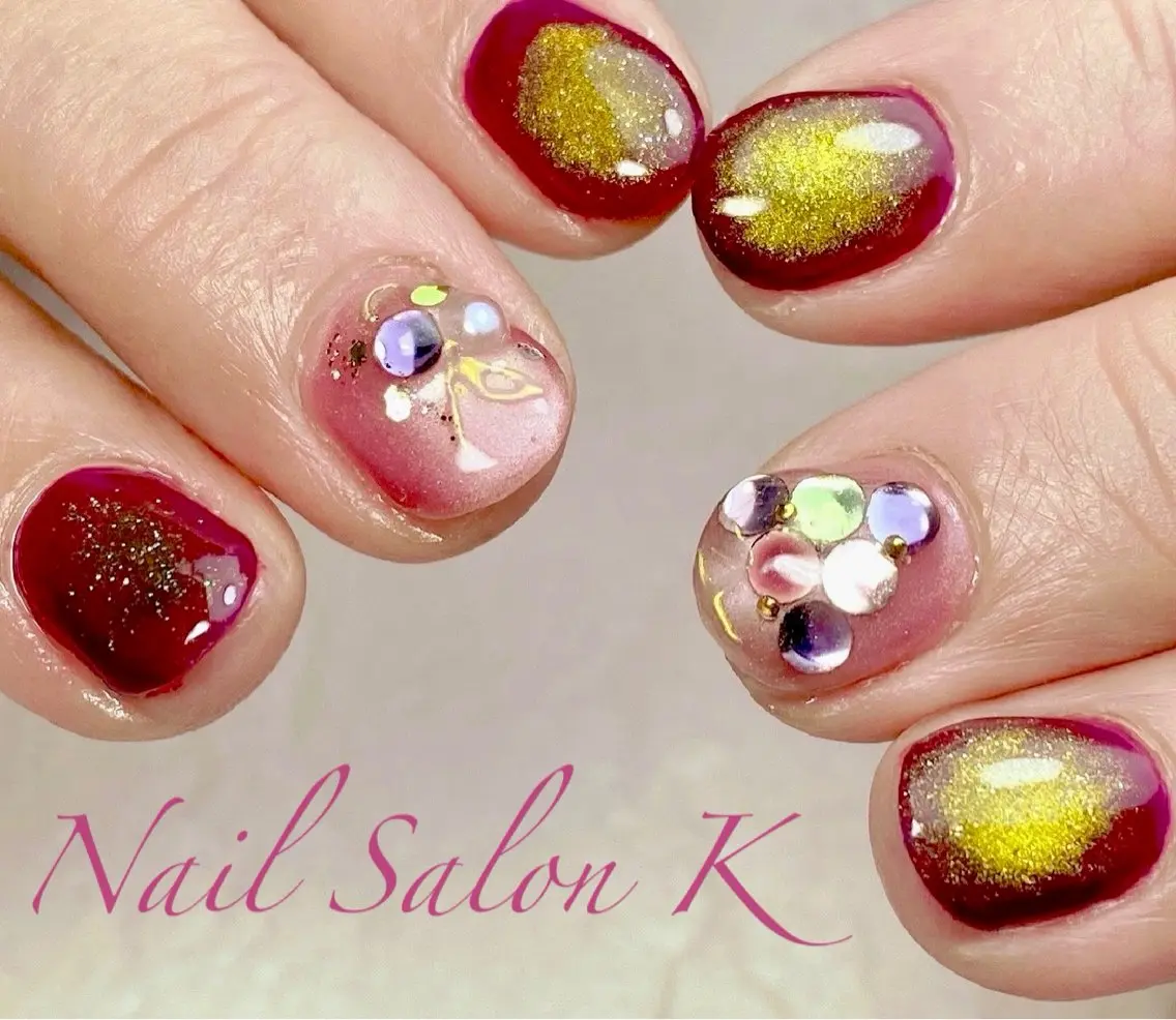 ネイル グラデーション マグネットネイル 持ち込み ストーンネイル ハンドネイル Nail Salon K 🧸美爪育成のネイルデザイン