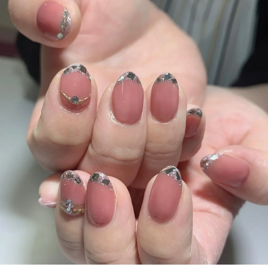 ネイル フレンチネイル ガラスフレンチ ハンドネイル Ally's Nailのネイルデザイン