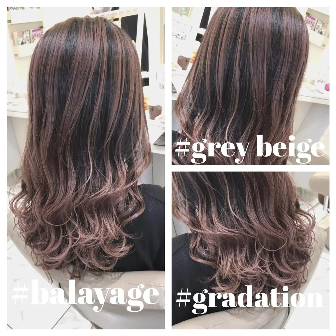 セミロング カラー バレイヤージュ グレージュ レイヤーカット カット ヘアカラー 山崎俊輔/髪質改善 /バレイヤージュのヘアスタイル