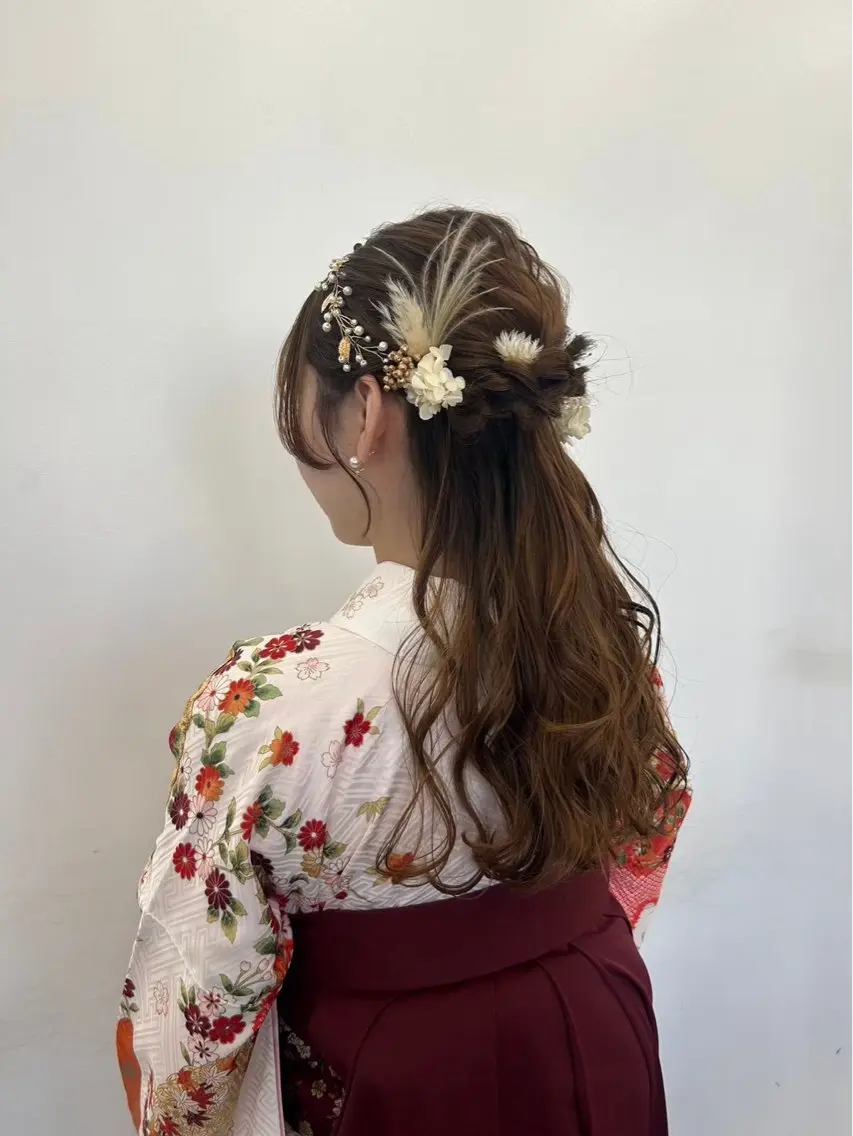 ロング ヘアアレンジ 着付け 🌷ラベンダーピンク 顔まわり🌷ねいろのヘアスタイル